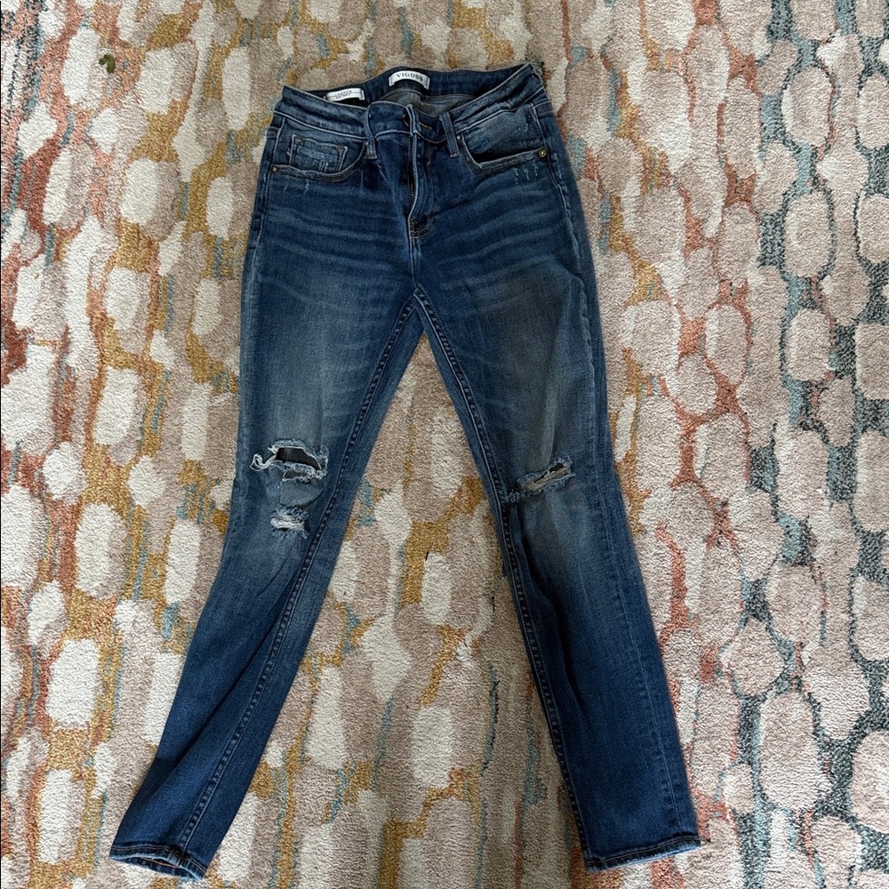 Vigoss Dark Blue Distressed Skinny Jeans